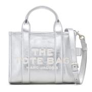 Marc Jacobs Silver Metallic Crossbody Tote Väska Gray, Dam