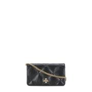 Tory Burch Vadderad läderväska med metalllogo Black, Dam