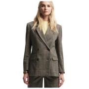 Kocca Tartan Dubbelknäppt Blazer Noah Green, Dam