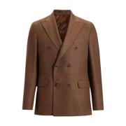 Oscar Jacobson Brun Hopsack Blazer Regular Fit Brown, Herr