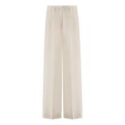 Alberto Biani Beige Wide Leg Wool Pants Beige, Dam