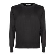 Mauro Grifoni Svart Bomull Cashmere Tröja Ribbad Black, Herr