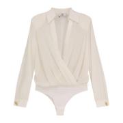 Elisabetta Franchi Elegant Skuldervadderad Skjorta White, Dam