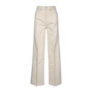 Calvin Klein Wide Ecru High Rise Jeans Beige, Dam