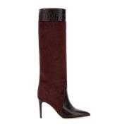 Paris Texas Burgundy Mocka Stiletto Boots Red, Dam