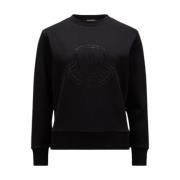 Moncler Kristall Logo Sweatshirt Svart Black, Dam