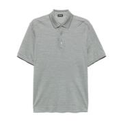 Ermenegildo Zegna Heather Grey Knappar Kortärmad Gray, Herr