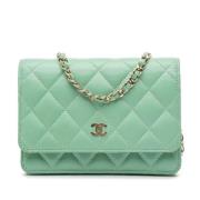 Chanel Vintage Pre-owned Laeder crossbodyvskor Green, Dam