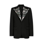 Roberto Cavalli Turkos utsmyckad ullblazer Black, Herr