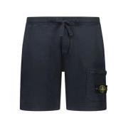 Stone Island Navy Blue Felpa Bermuda Shorts Blue, Herr