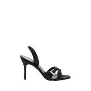 Manolo Blahnik Sidensatin Korsrem Sandaler Black, Dam