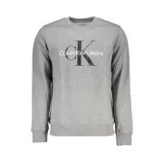 Calvin Klein Klassiskt Grått Sweatshirt med Rund Hals och Logotyp Gray...