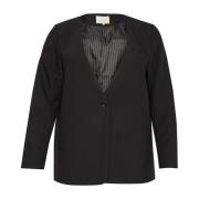 Kaffe Curve Svart Djup Blazer Jacka Stilfull Black, Dam