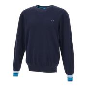 Sun68 Herr Navy Blue Sweater med Piping Blue, Herr