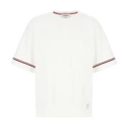 Thom Browne Avslappnad Bomull T-shirt för Män White, Herr