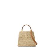 Cult Gaia Beige Raffia Crossbody Väska med Magnetisk Stängning Beige, ...