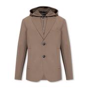 Emporio Armani Enradig blazer med huva Brown, Herr