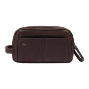 Piquadro Brun Läder Herr Beauty Case Brown, Dam