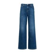 Roy Roger's Denim Flare Jeans med Använt Effekt Blue, Dam