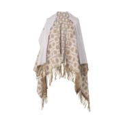 Twinset Stilren Poncho för Trendig Look Beige, Dam