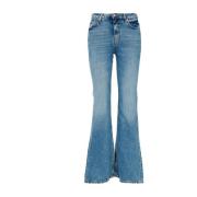 Roy Roger's Flare Denim Jeans med Mid-rise Midja Blue, Dam