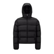 Moncler Kort Dunjacka med Huva, Nylon, Svart Black, Herr