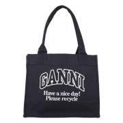 Ganni Elegant Canvas Toteväska Phantom Black, Dam