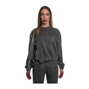 Jijil Svart Bomull-Polyester Sweatshirt med Dragkedja Black, Dam