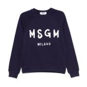 Msgm Blå Crew Neck Tröja Raglan Blue, Dam