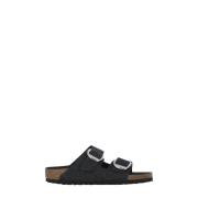 Birkenstock Svarta läder sandaler med dubbla remmar Black, Dam