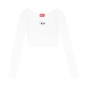 Diesel Metall Oval D Långärmad Jumper White, Dam