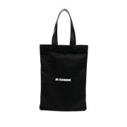 Jil Sander Svart bomull och linne toteväska Black, Unisex