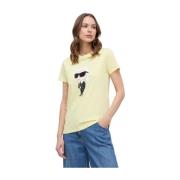 Karl Lagerfeld Ljusgul bomull T-shirt med Karl bild Yellow, Dam