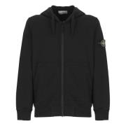 Stone Island Svart Bomull Huva Tröja Black, Herr