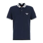 MCM Stretch Piquet Polo Shirt in Navy Blue Blue, Herr