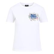 Etro Stiliga Cut and Sew T-shirts White, Dam