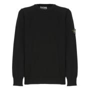 Stone Island Svart Bomullströja med Logopatch Black, Herr