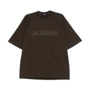 Jacquemus Brun Logo Print Crew Neck T-shirt Brown, Herr