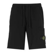 Stone Island Svarta bomullsbermudashorts med fickor Black, Herr