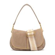 Gianni Chiarini Elegant Dove Grey Mocka Axelväska Beige, Dam