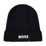 Hugo Boss Svart Stickad Mössa - Snygg Design Blue, Herr