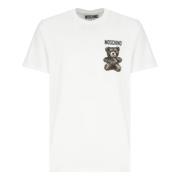 Moschino Vit Teddybjörntryck T-shirt White, Herr