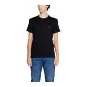 Emporio Armani Svart Bomullsblandning T-Shirt Herr Black, Herr