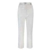 Elisabetta Franchi Vita Slim Fit Byxor med Satininsatser White, Dam