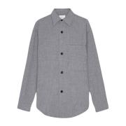 Nn07 Grå Melange Overshirt med Logoknappar Gray, Herr