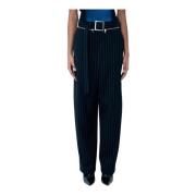 Jean Paul Gaultier Ull Pinstripe Skräddade Byxor Black, Dam