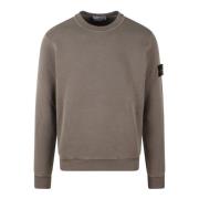 Stone Island Bomullsfleece Sweatshirt med Badge Patch Brown, Herr