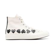 Comme des Garçons Play Svart Hjärta 2 Höga Topp Sneakers Beige, Herr