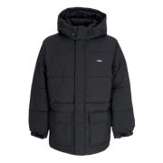 Obey Svart Puffer Dunjacka med Hög Krage Black, Herr