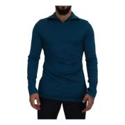 Dolce & Gabbana Blå Krage Pullover Sweater T-Shirt Blue, Herr